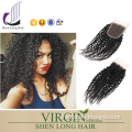 Wholesale 4x4 7A Grade Kinky Curly Virgin Brazilian Hair Closure, Silky Base Free Parting Lace Closure